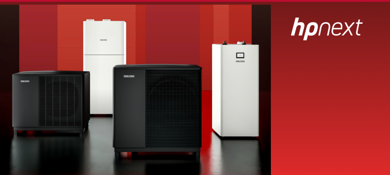 hpnext logo and images of heat pumps