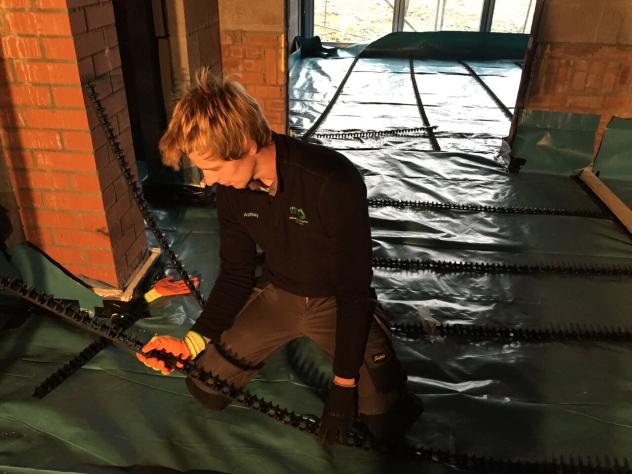 Throughout the house underfloor heating was installed